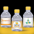 8 oz. Custom Label Spring Water w/ Yellow Flat Cap - Clear Bottle